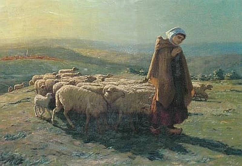 Pastorella con il suo gregge